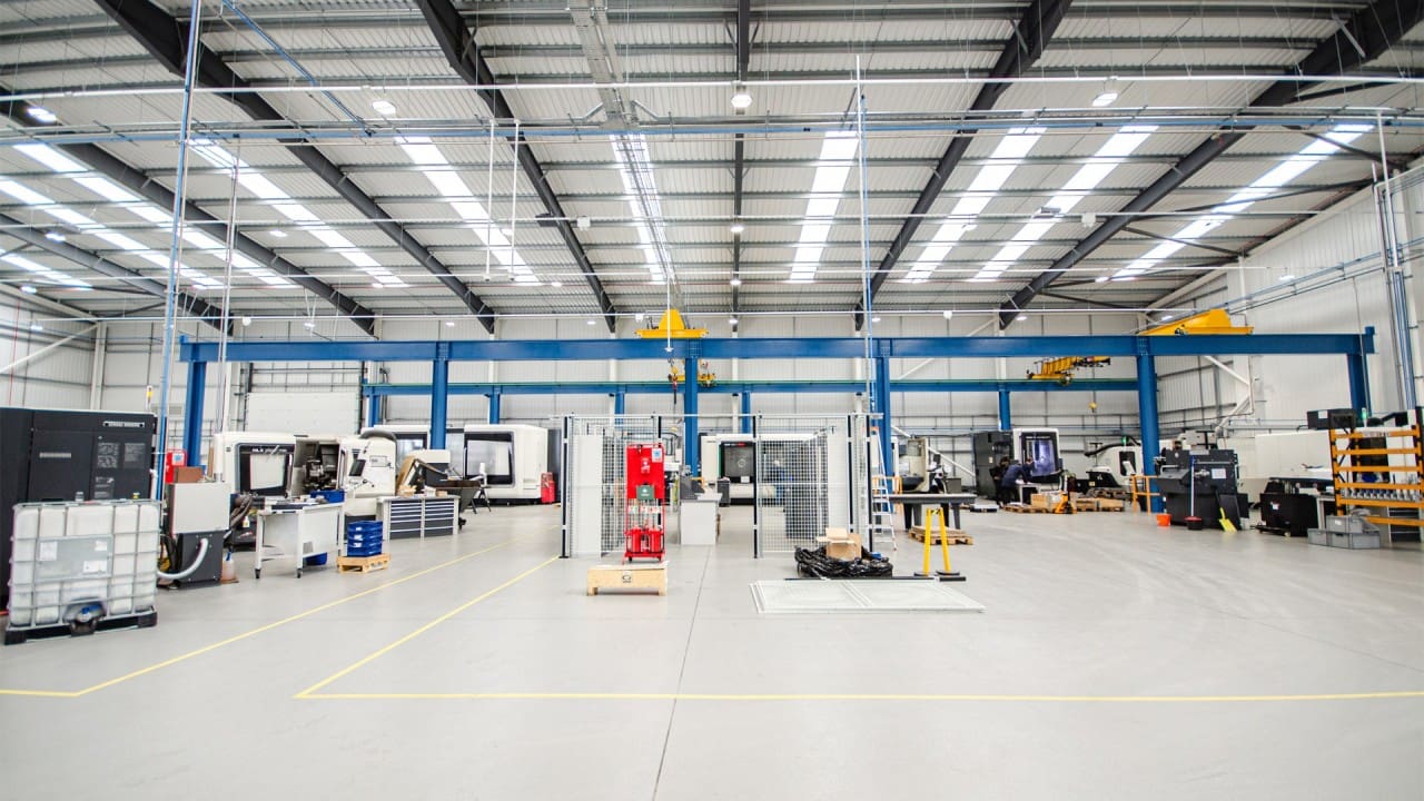 Interior view of Accura Engineering’s Centre of Excellence, featuring DMG Mori 5-axis machining platforms in a high-capacity aerospace manufacturing facility.