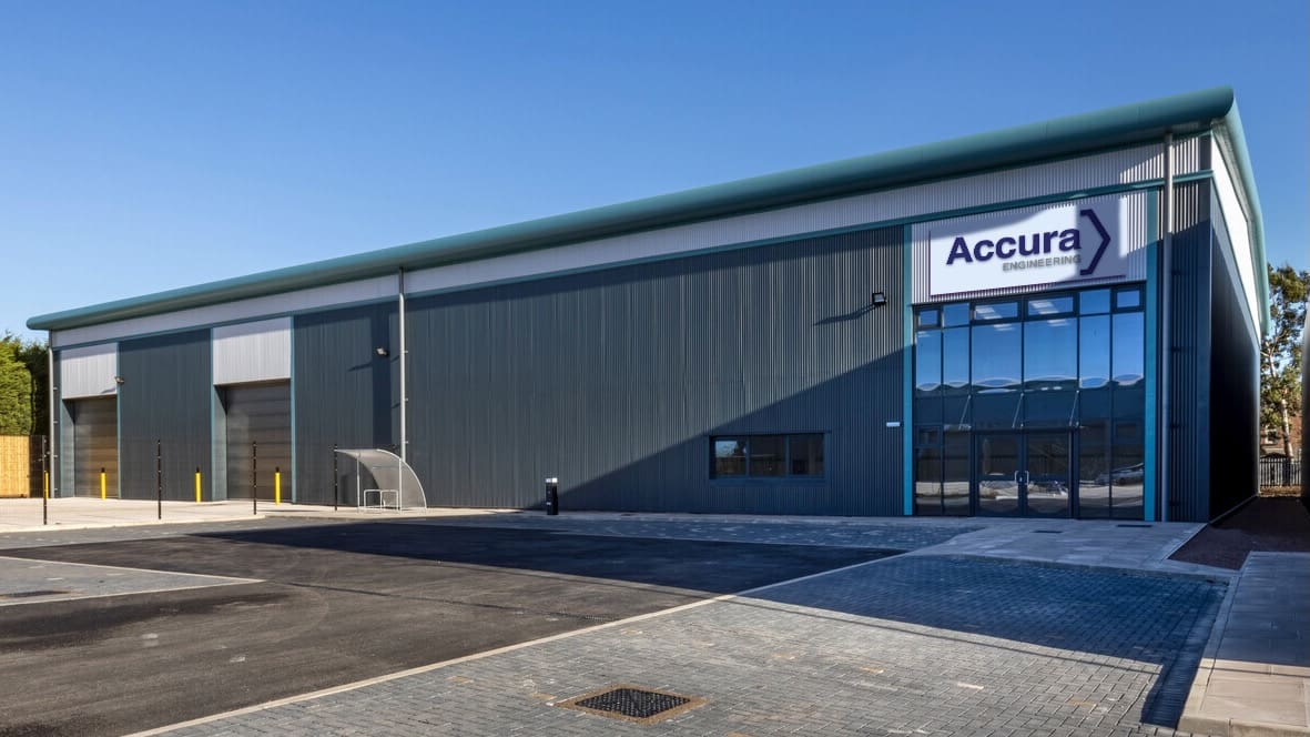 Exterior view of Accura Engineering's Willenhall facility, shortlisted for regional manufacturing awards.