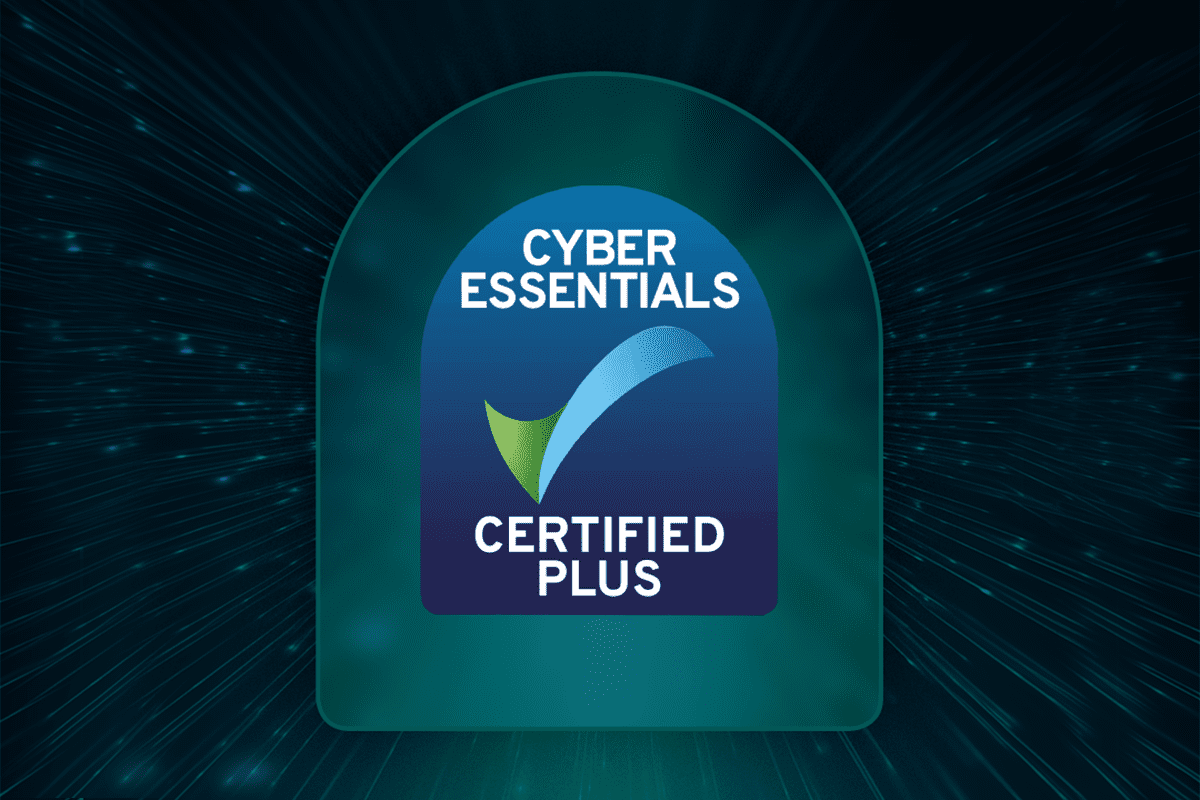 Cyber Essentials Plus Certified badge with secure digital background, highlighting Accura Engineering’s commitment to cyber security compliance.